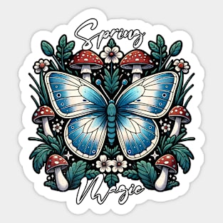 Spring Butterflies Mushrooms Magic Sticker